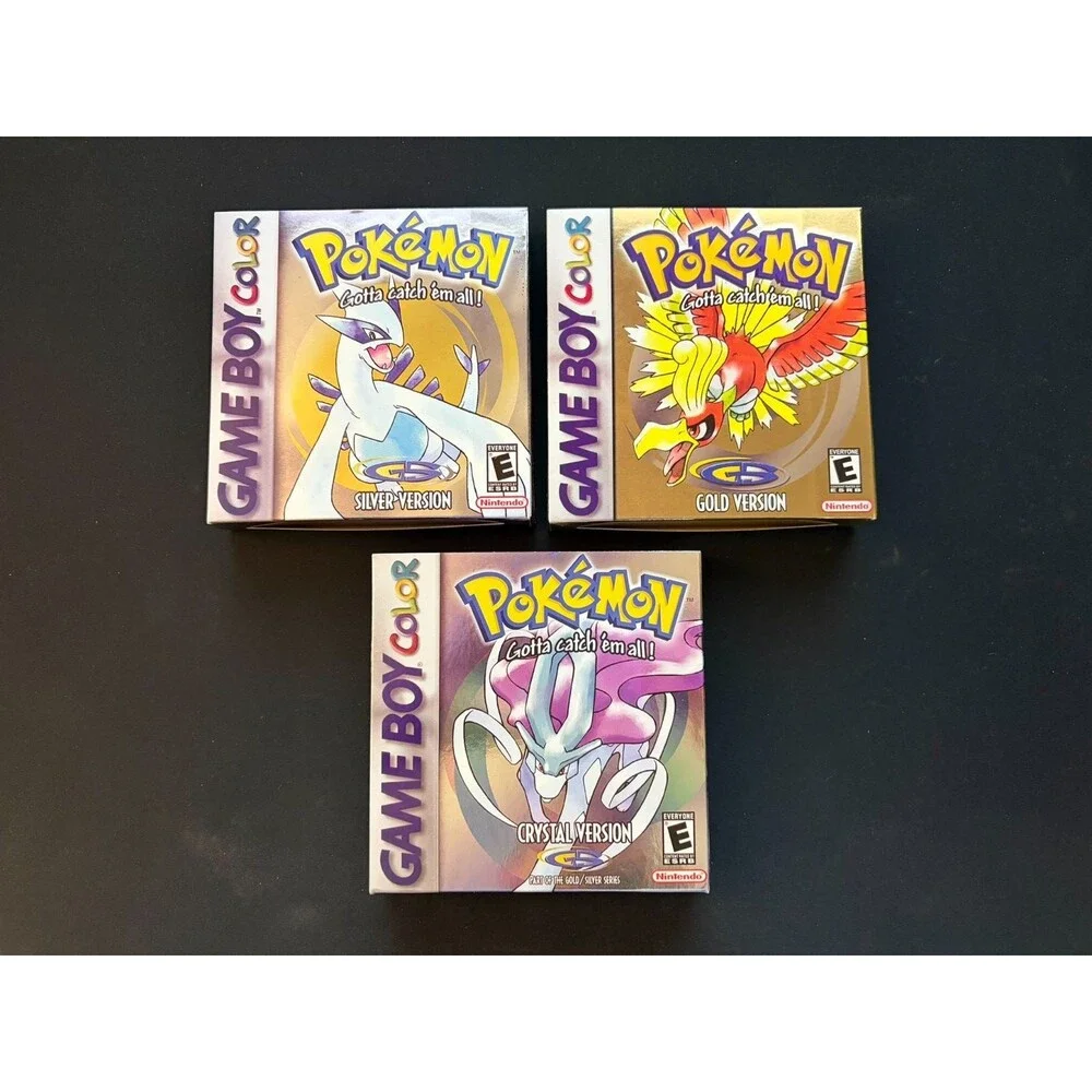 NEW Pokémon Silver/Gold/Crystal GBC Box Set No Manuals. Tested/Saves FAST SHIP